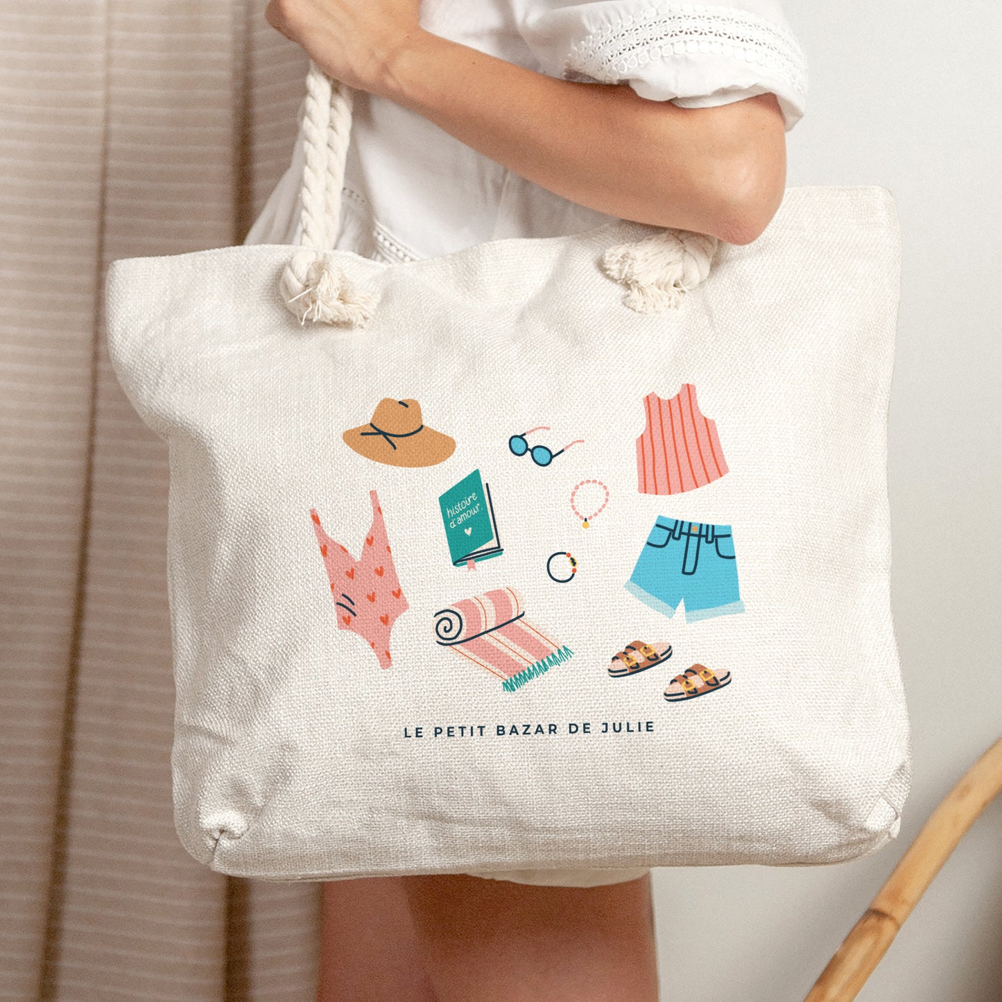 Sac cabas Objets Anse en corde Le bazar de photo N° 2