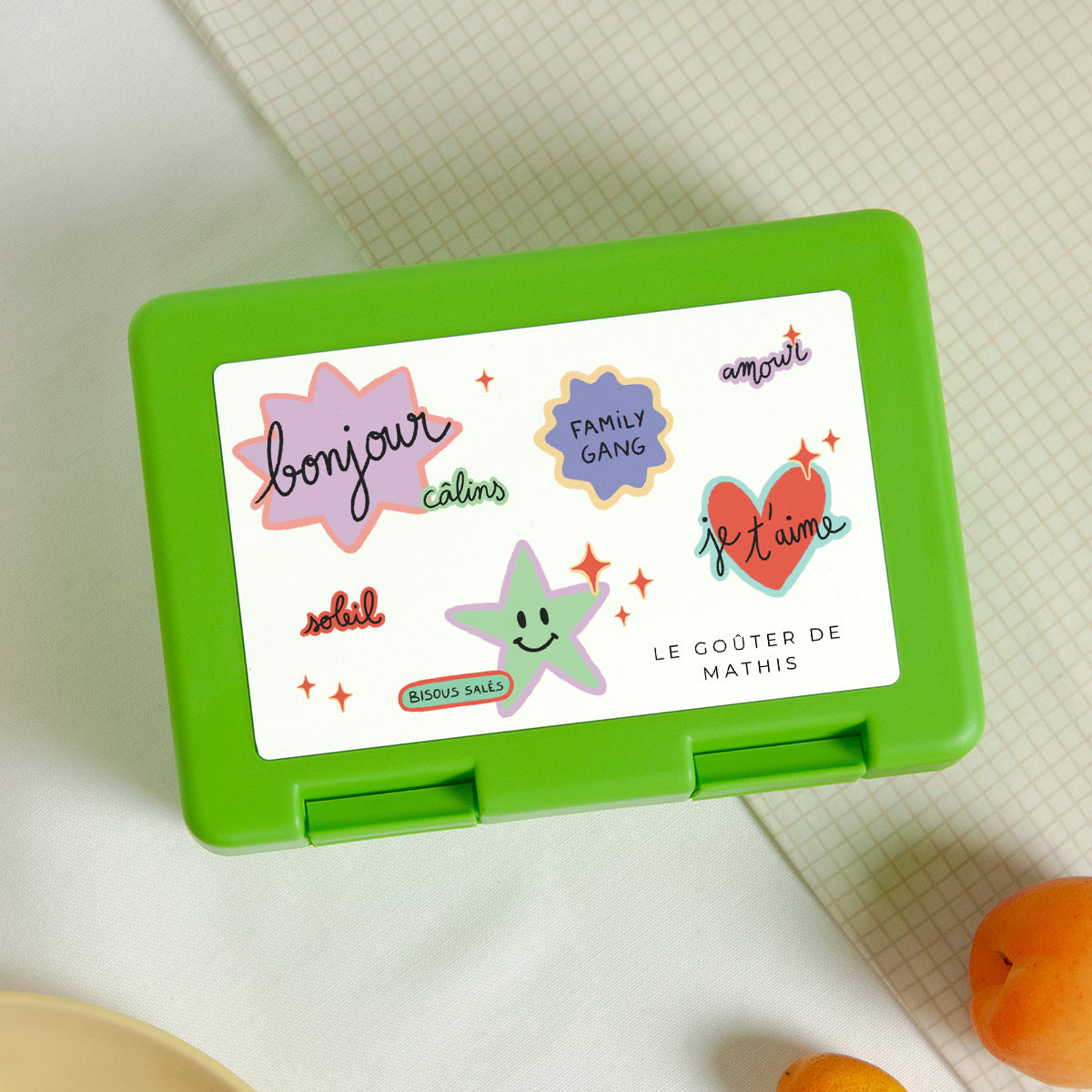 Boite goûter Objets Verte Stickers d'Amour photo N° 1