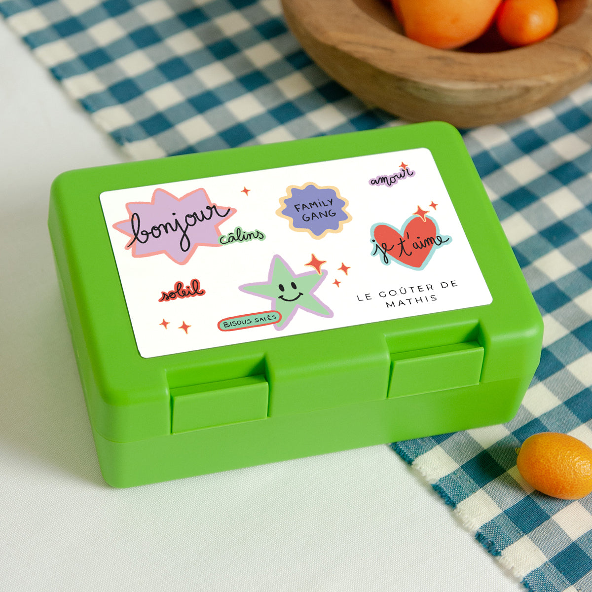 Boite goûter Objets Verte Stickers d'Amour photo N° 2