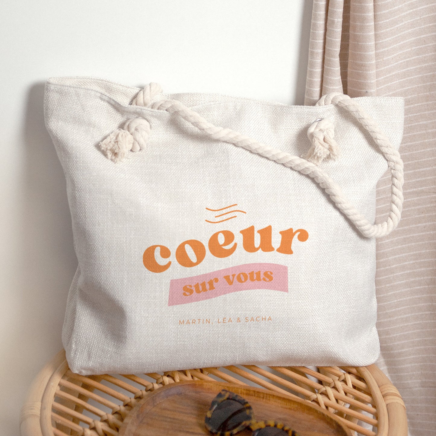 Sac cabas Objets Anse en corde Cœur sur vous photo N° 1