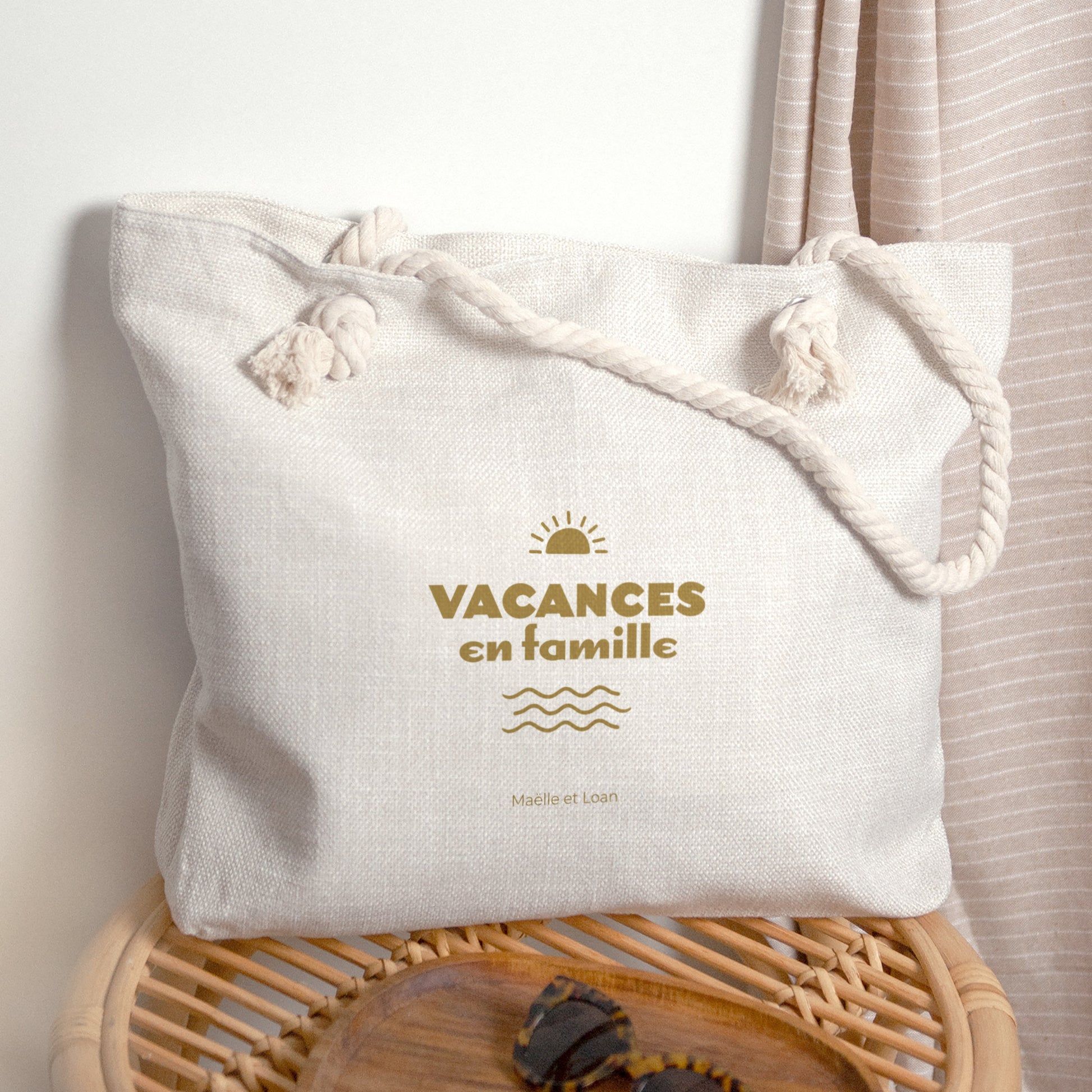 Sac cabas Objets Anse en corde Vacances en famille photo N° 1