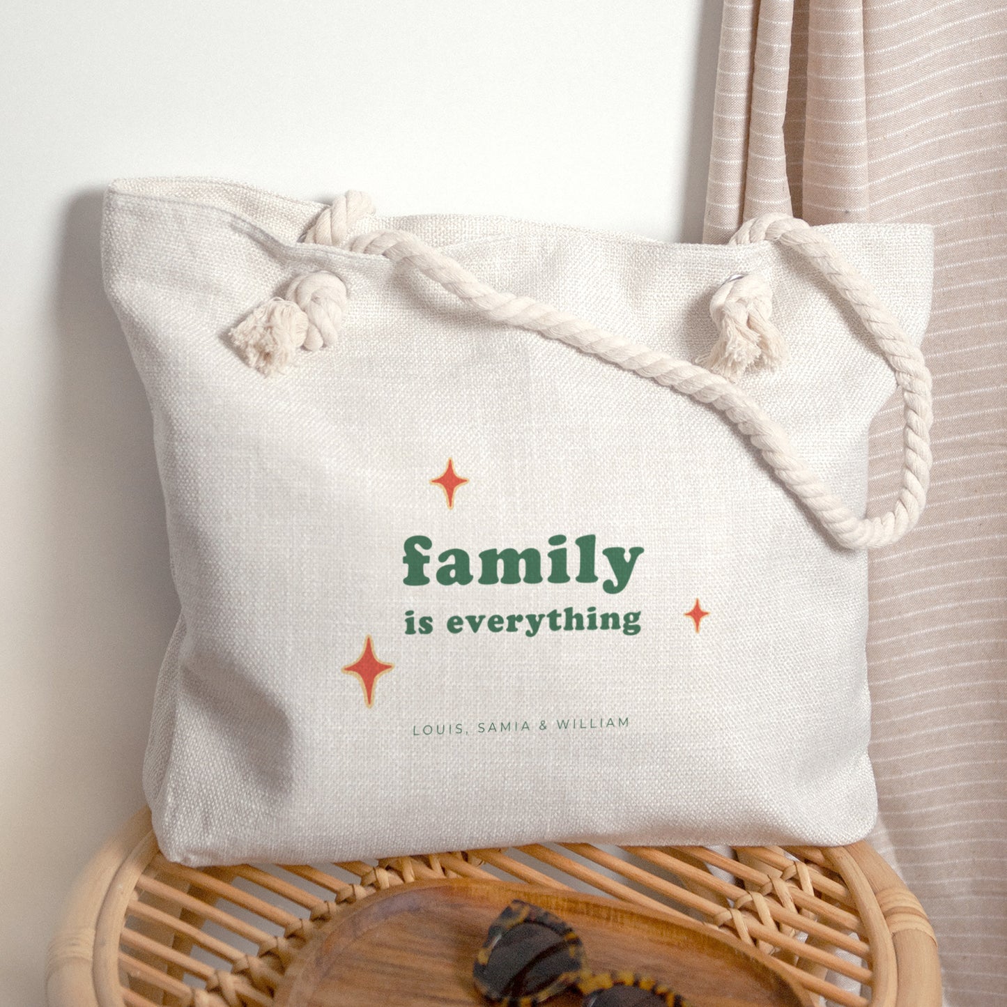 Sac cabas Objets Anse en corde Family is everything photo N° 1