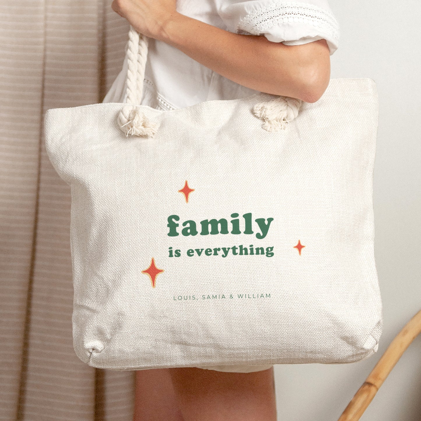 Sac cabas Objets Anse en corde Family is everything photo N° 2