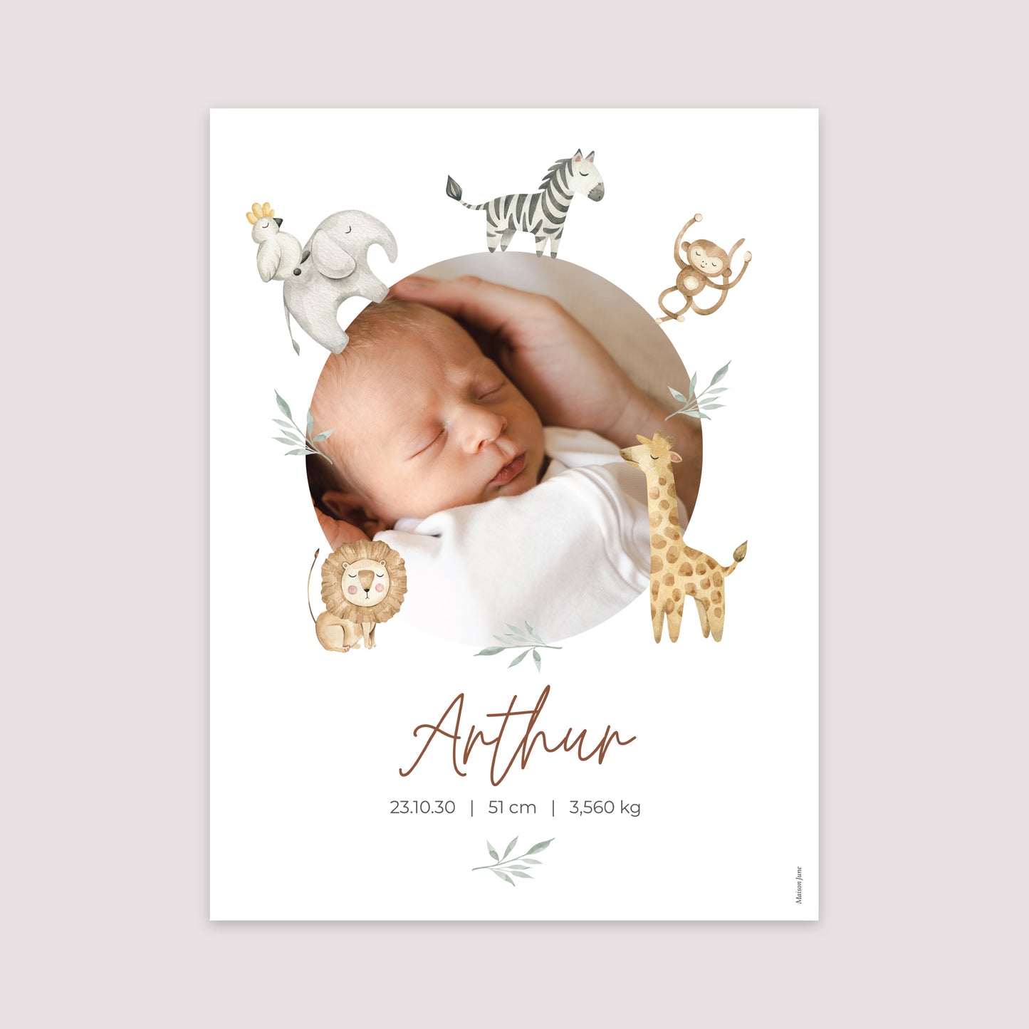 Affiche Naissance Portrait 30 x 40 cm Jungle Happiness photo N° 2