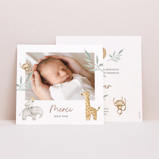 Remerciements Naissance Carré Jungle Happiness photo