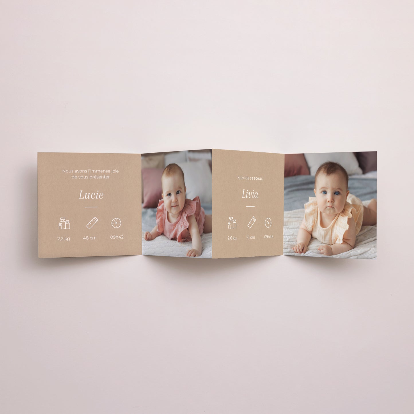 Faire-part Naissance Accordéon Composition naissance kraft photo N° 3