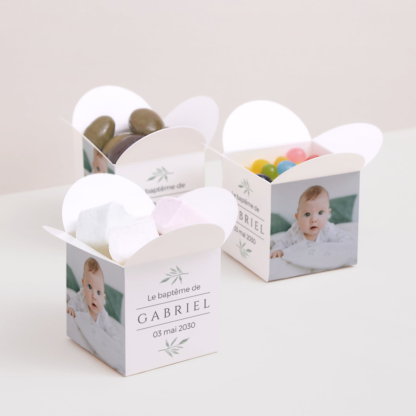 Boîte à dragées Naissance Ouverture papillon Petite Pousse photo N° 3