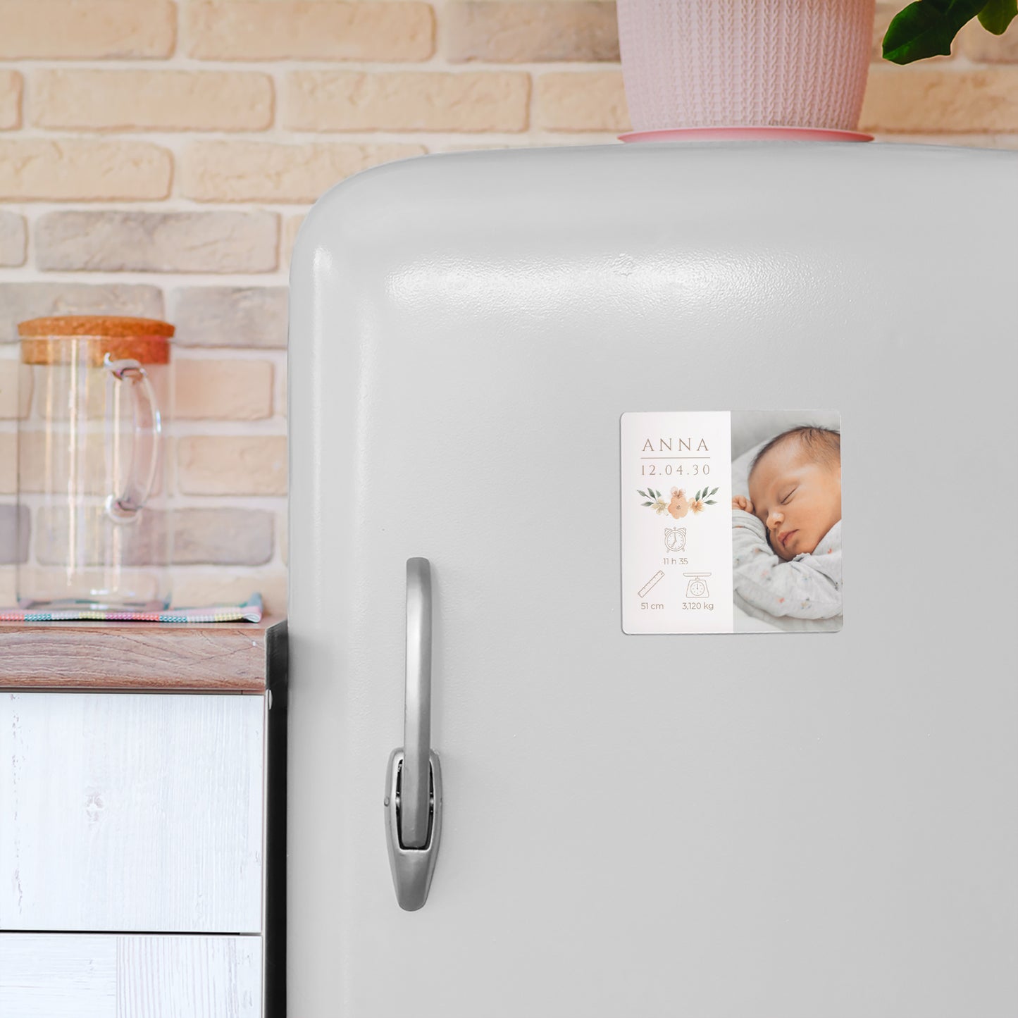 Faire-part Naissance Lot de 9, magnétique Douceur Florale photo N° 4