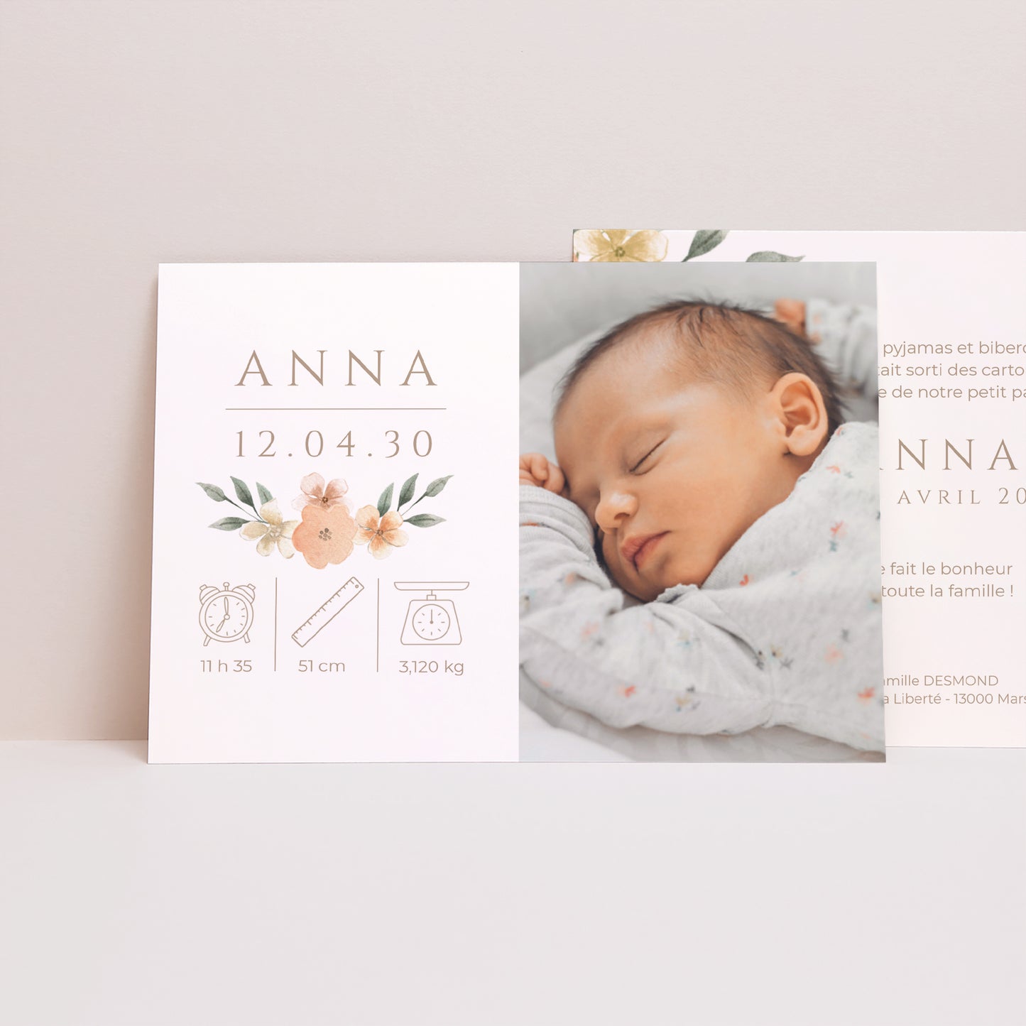 Faire-part Naissance Paysage Douceur Florale photo N° 1