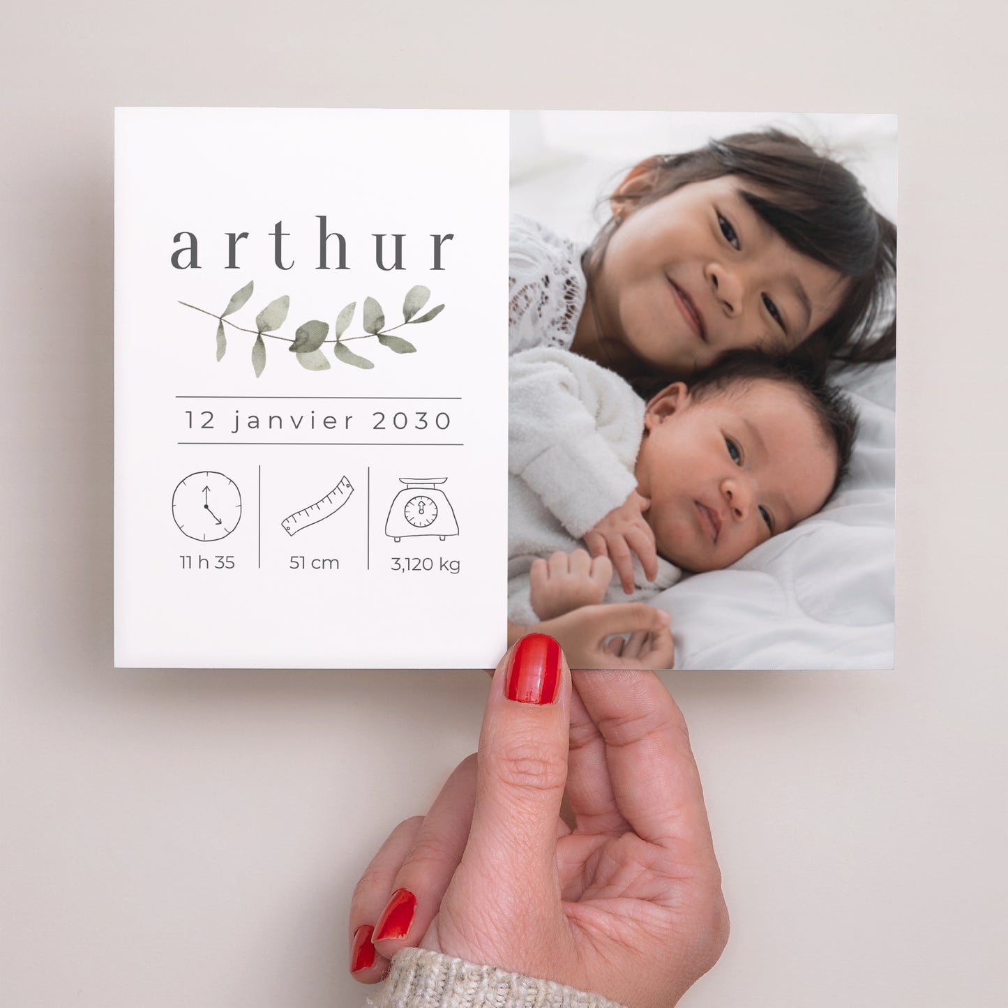 Faire-part Naissance Paysage Tendre Eucalyptus photo N° 3