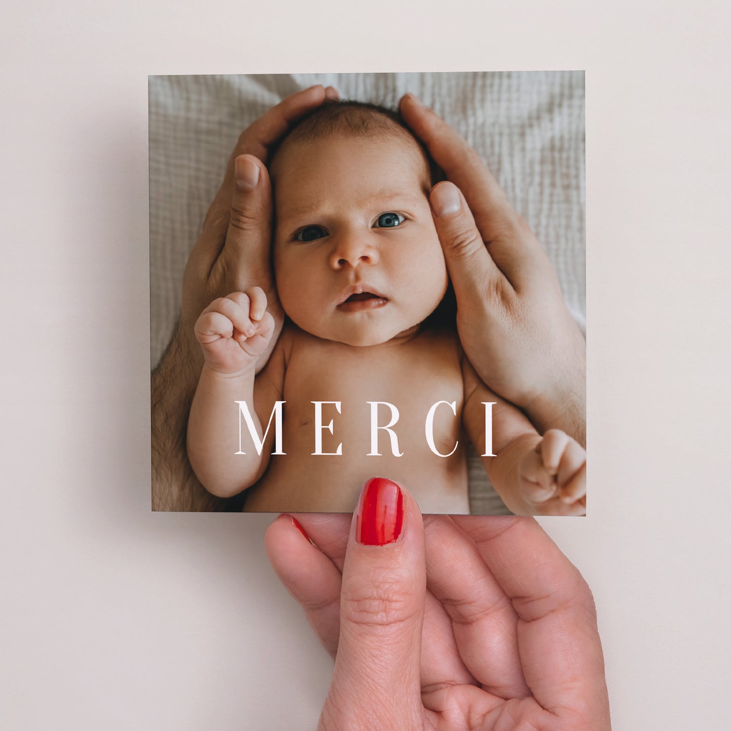 Remerciements Naissance Carré Photographique Basique photo N° 2