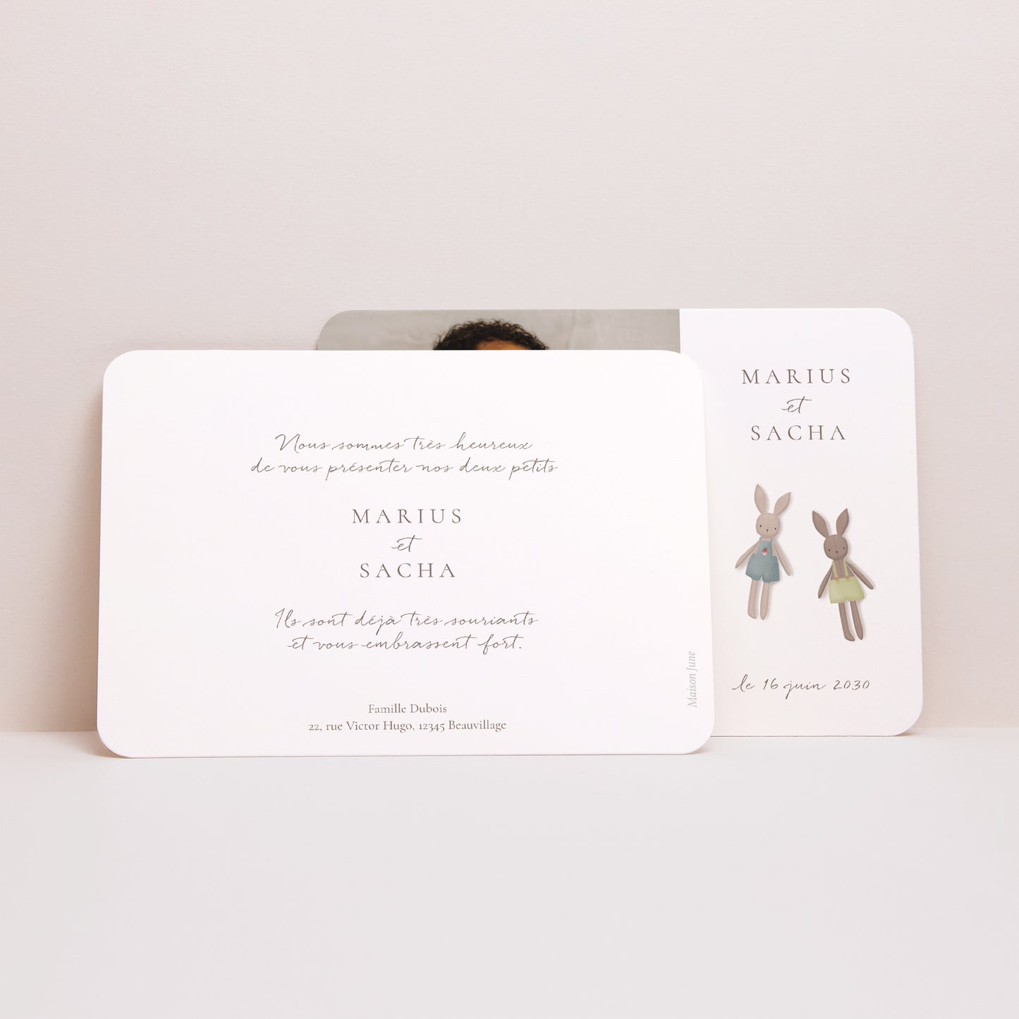 Faire-part Naissance Paysage, bords arrondis Llittle Bunnies photo N° 3