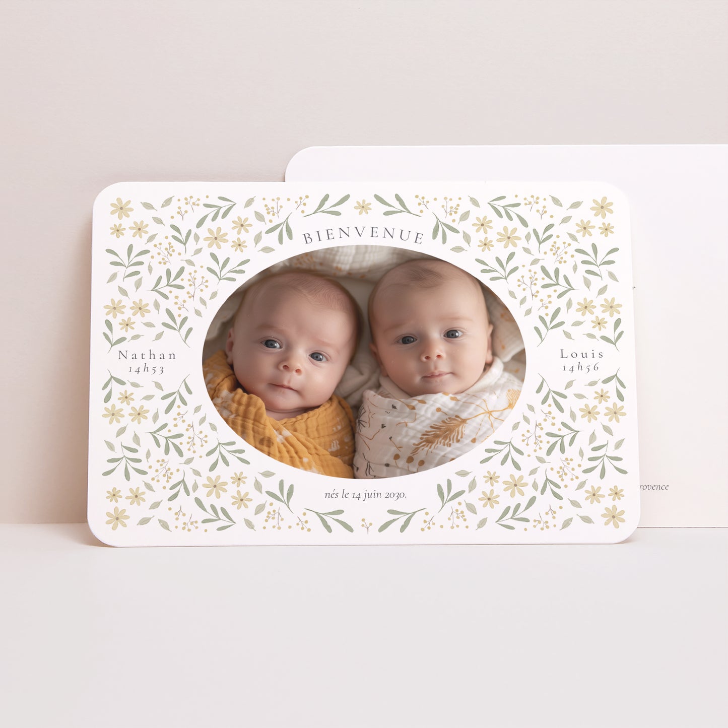 Faire-part Naissance Paysage, bords arrondis Liberty Twins photo N° 1