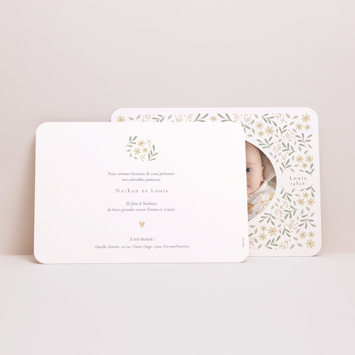 Faire-part Naissance Paysage, bords arrondis Liberty Twins photo N° 2