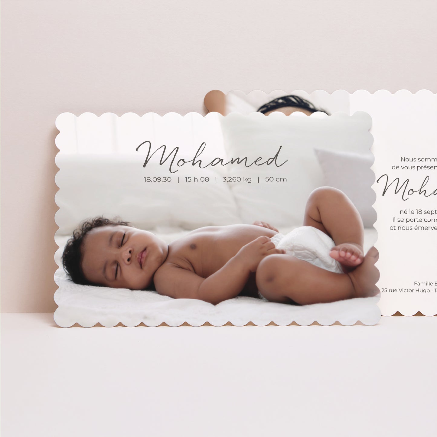 Faire-part Naissance Paysage, bords biscuit Photo Biscuit photo N° 1
