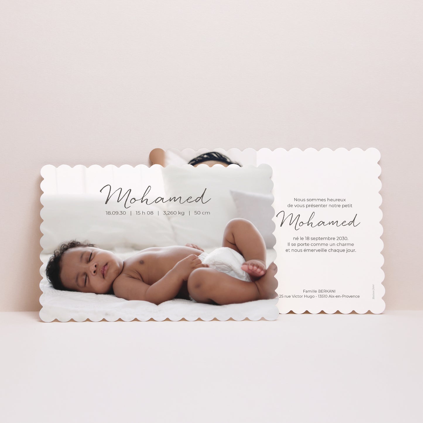 Faire-part Naissance Paysage, bords biscuit Photo Biscuit photo N° 3