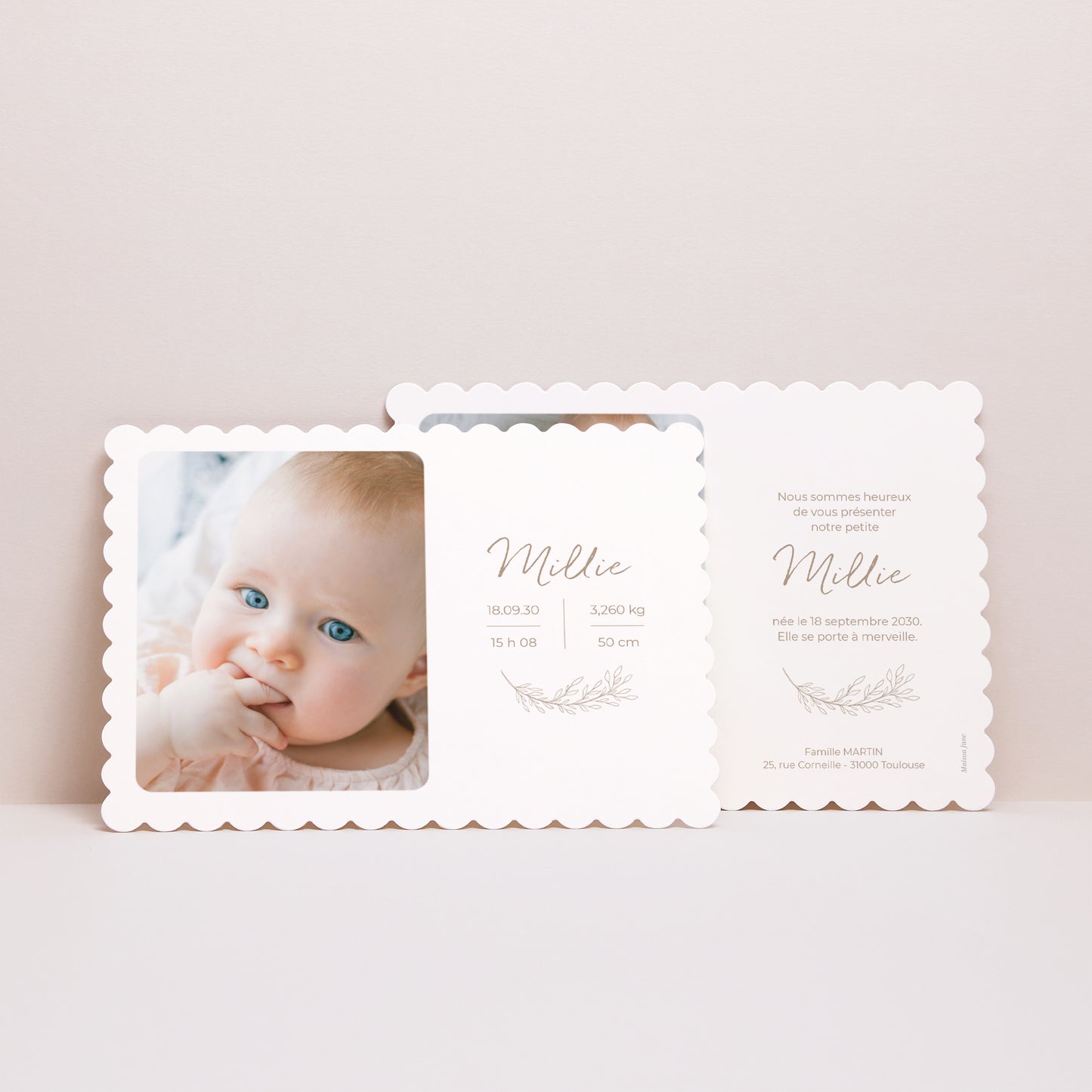 Faire-part Naissance Paysage, bords biscuit Petit biscuit photo N° 3