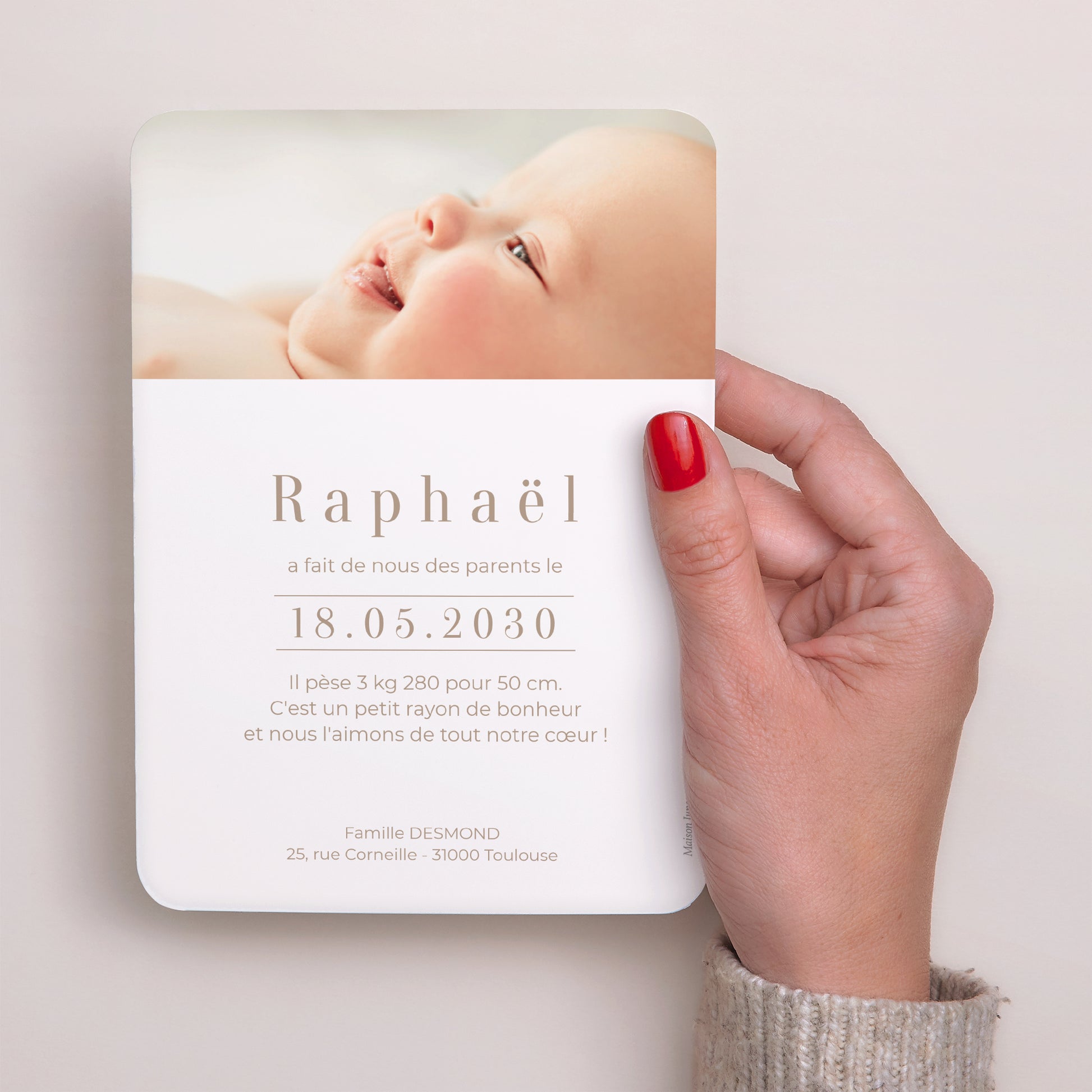 Faire-part Naissance Portrait, bords arrondis Kraft icônes photo N° 3