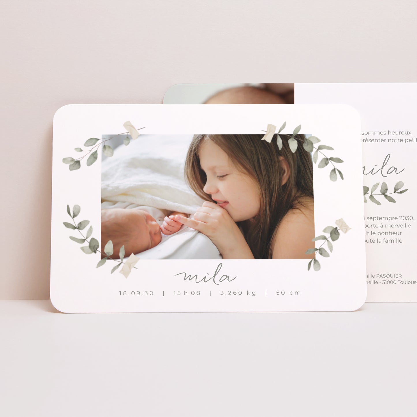 Faire-part Naissance Paysage, bords arrondis Le secret du Bonheur photo N° 1