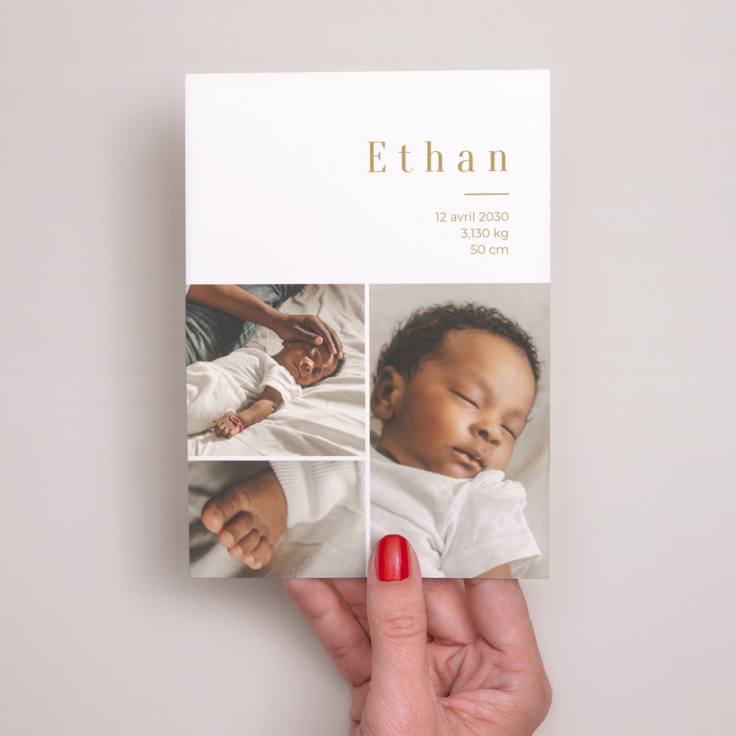 Faire-part Naissance Portrait Blanc intemporel photo N° 2