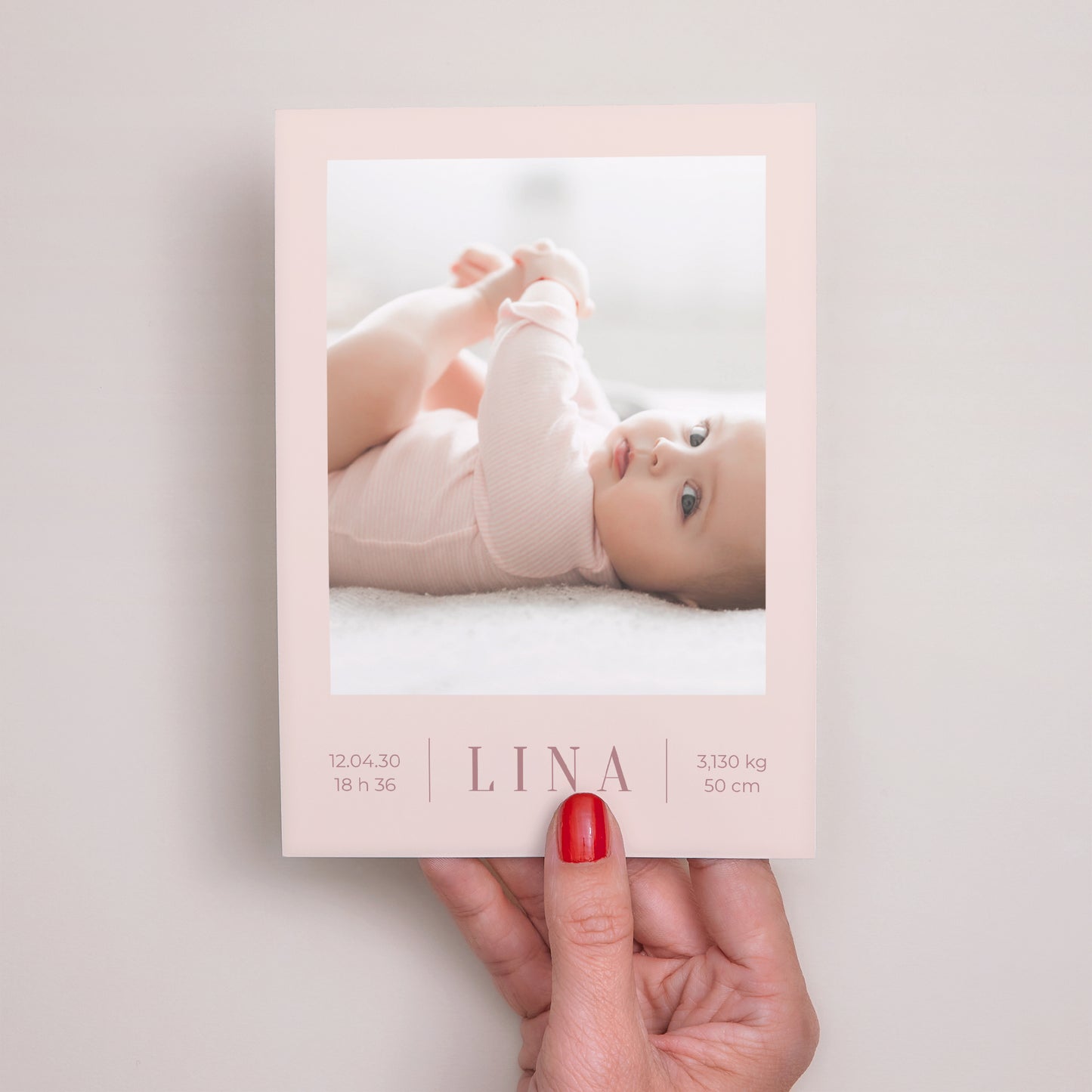 Faire-part Naissance Portrait Epuré rose photo N° 2