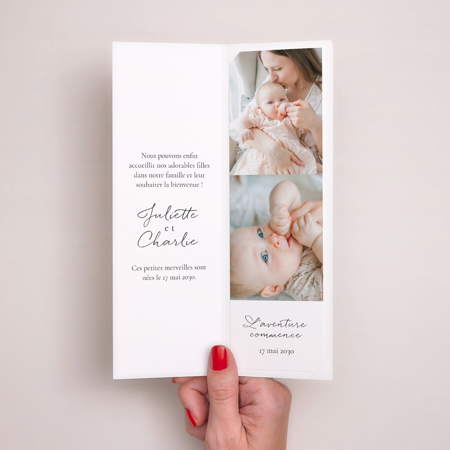 Faire-part Naissance Marque-page photo Multiphotos jumeaux II photo N° 2