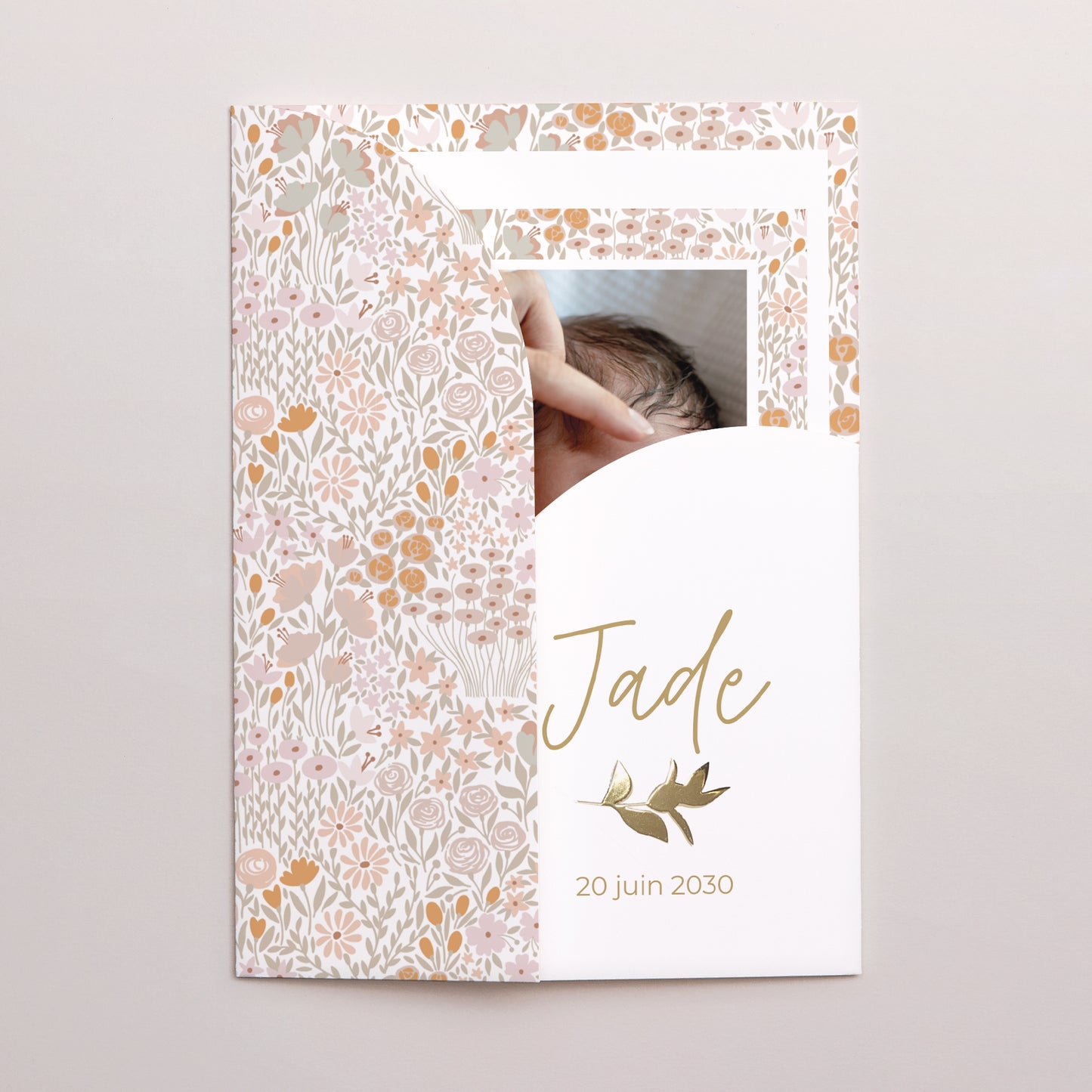 Faire-part Naissance Pochette 2 cartes Liberty Flowers photo N° 2