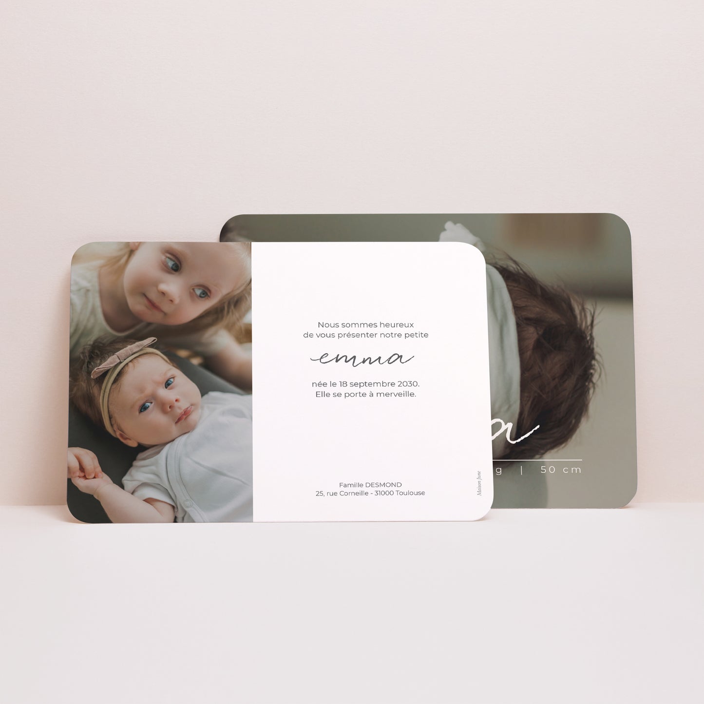 Faire-part Naissance Paysage, bords arrondis Tendrement photo N° 3