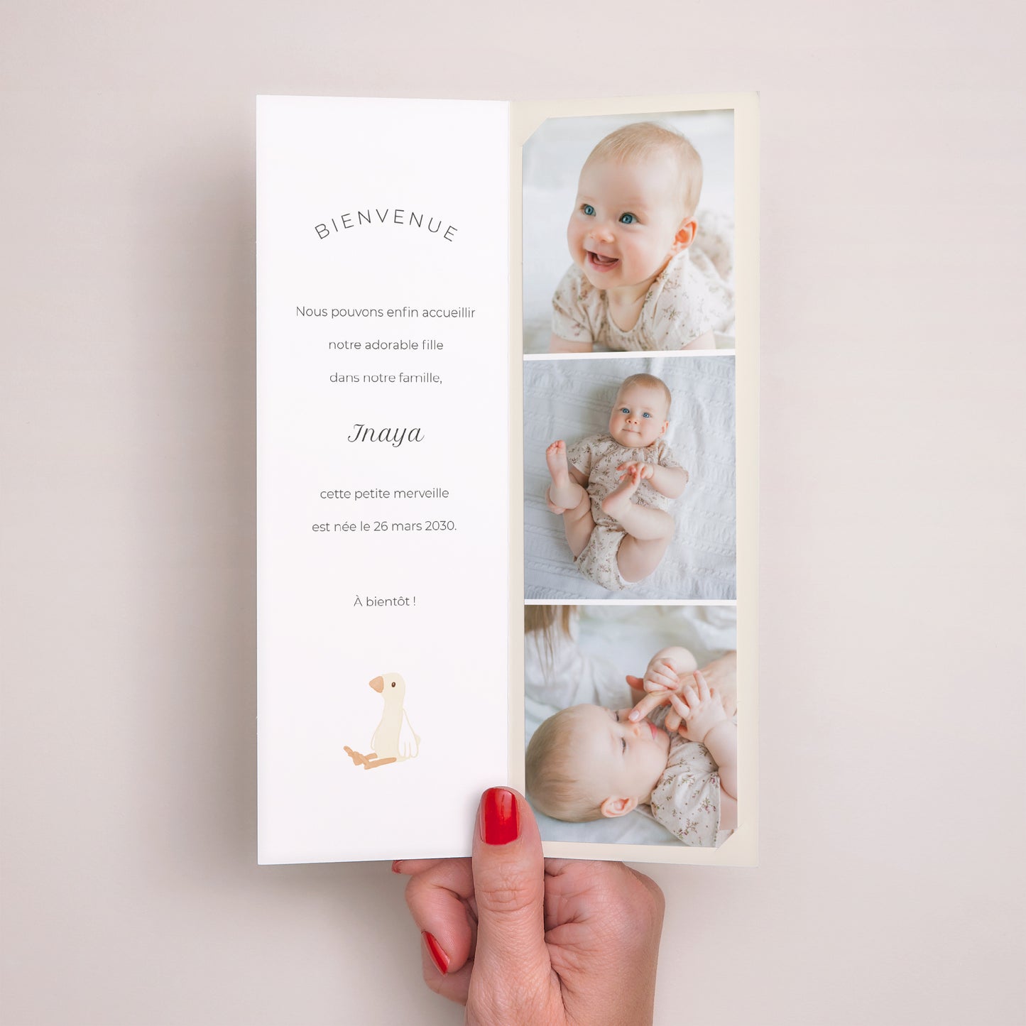 Faire-part Naissance Marque-page photo Trousseau fille photo N° 2