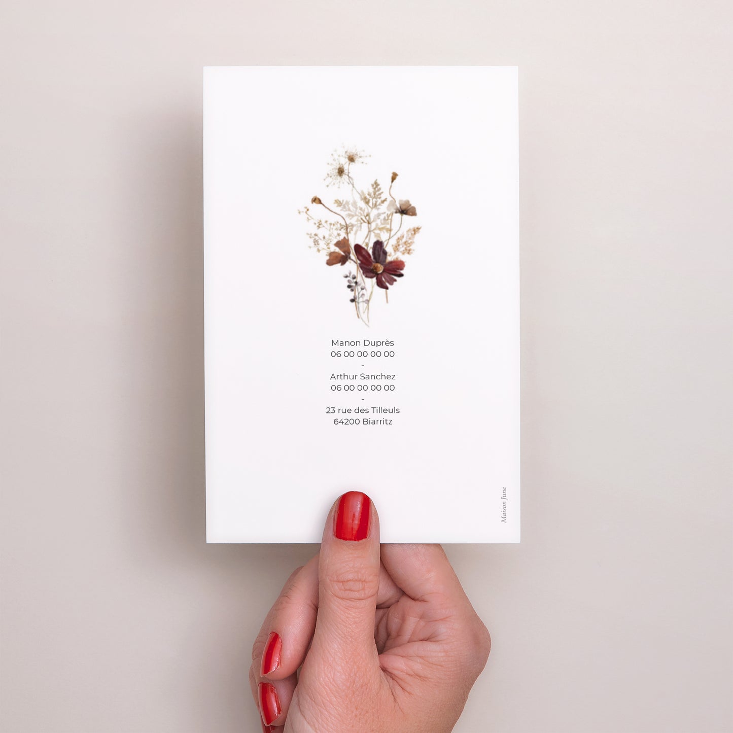 Save the date Mariage Portrait Fleurs séchées des prés photo N° 3