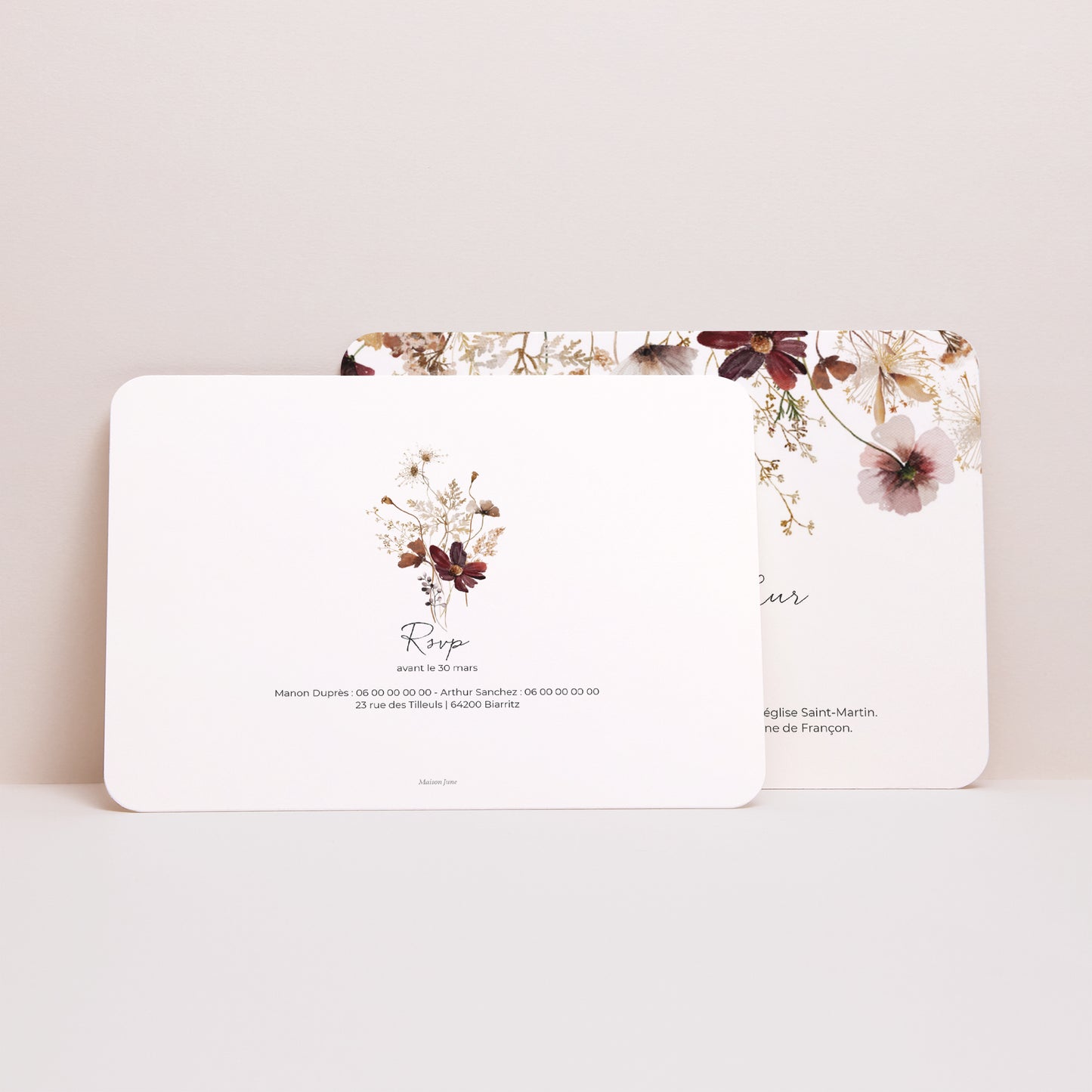 Faire-part Mariage Paysage, bords arrondis Fleurs séchées des prés photo N° 3