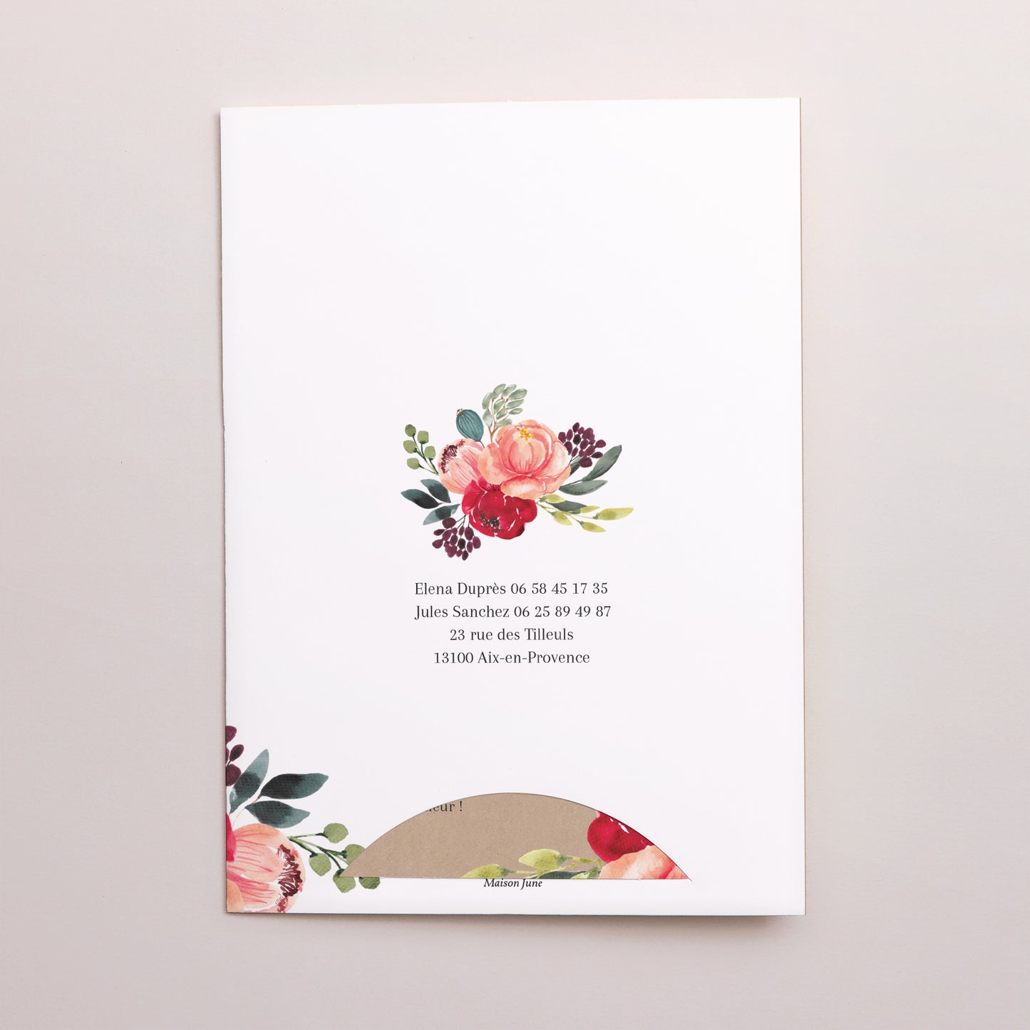 Faire-part Mariage Pochette 2 cartes Pop's Flowers photo N° 4