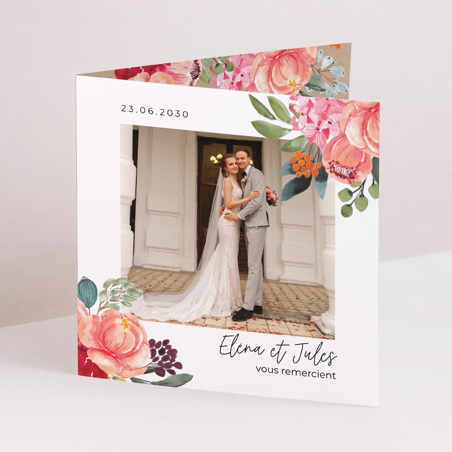 Remerciements Mariage Carré double volet Pop's Flowers photo N° 1