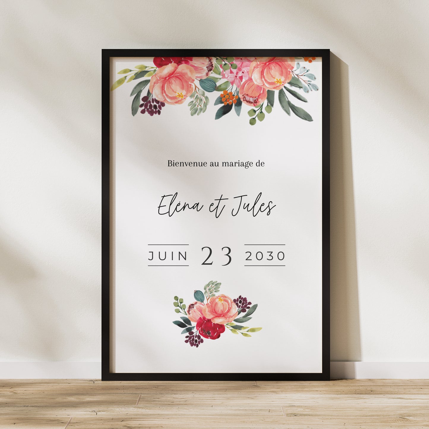 Panneau bienvenue Mariage Portrait 60 x 90 cm Pop's Flowers photo N° 1
