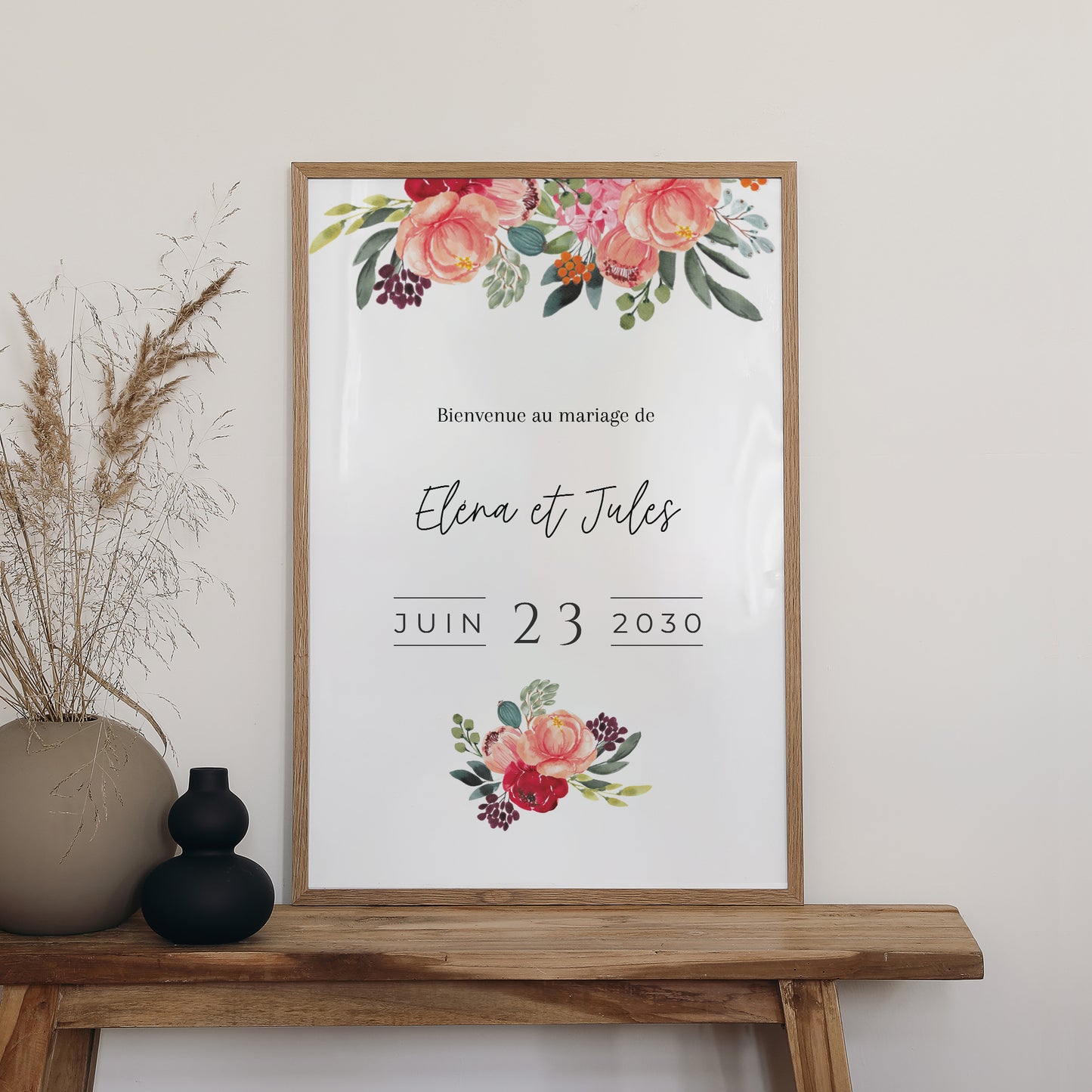 Panneau bienvenue Mariage Portrait 60 x 90 cm Pop's Flowers photo N° 2