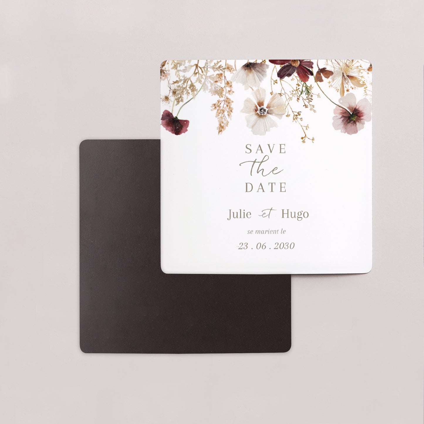 Save the date Mariage Lot de 9, magnétique Fleurs séchées des prés II photo N° 2