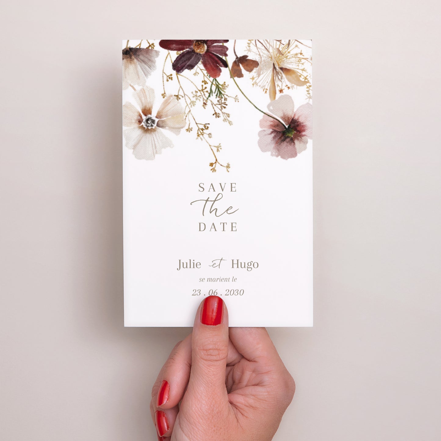 Save the date Mariage Portrait Fleurs séchées des prés II photo N° 2