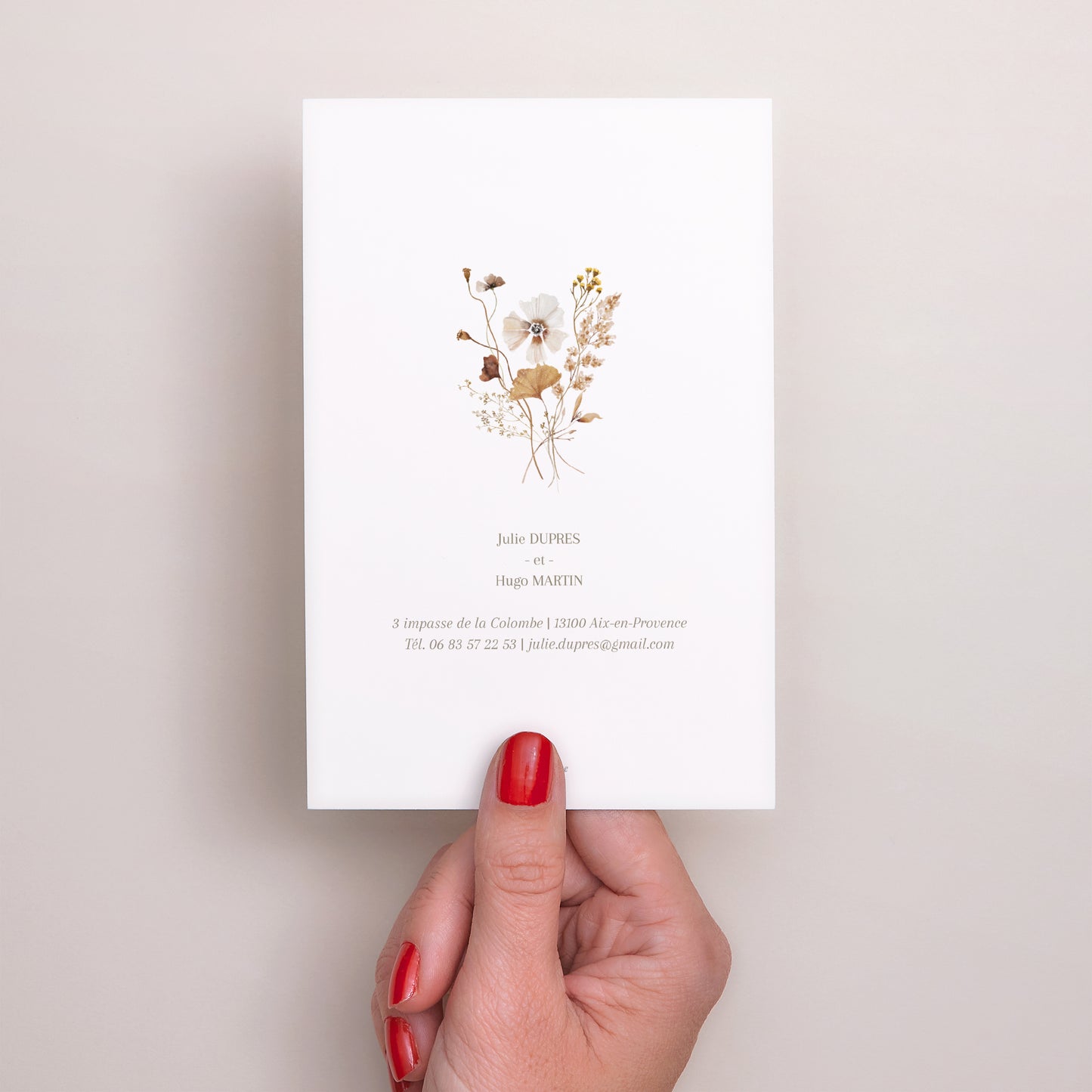 Save the date Mariage Portrait Fleurs Séchées des Prés II photo N° 3