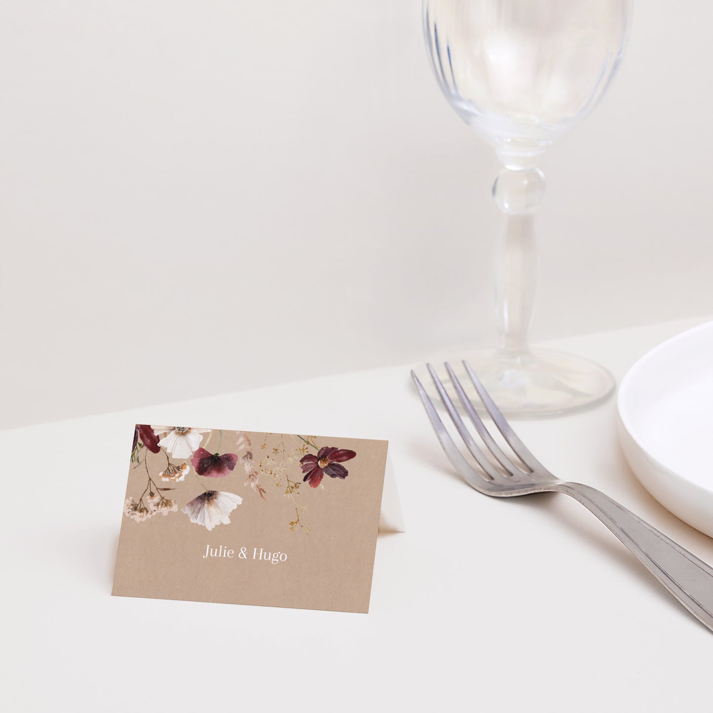 Marque-place Mariage 2 volets Fleurs séchées des prés II photo N° 2