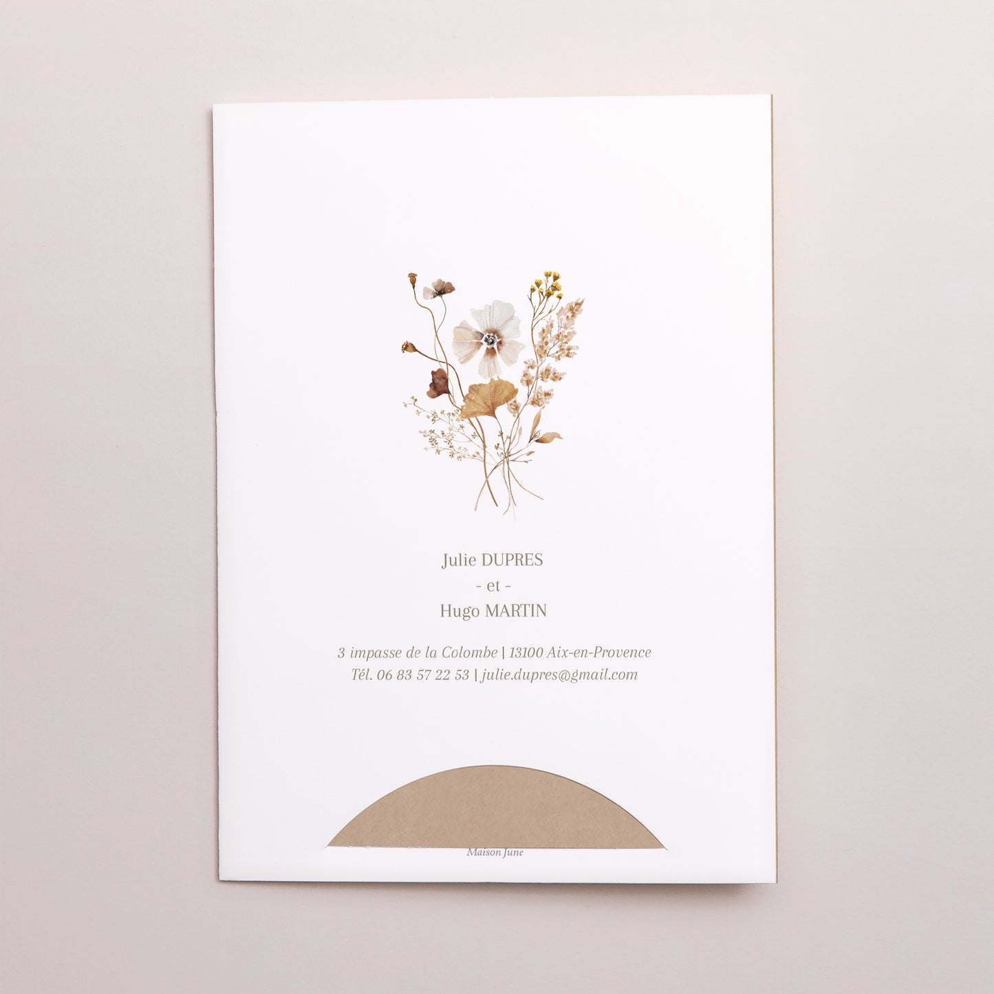 Faire-part Mariage Pochette 2 cartes Fleurs séchées des prés II photo N° 4
