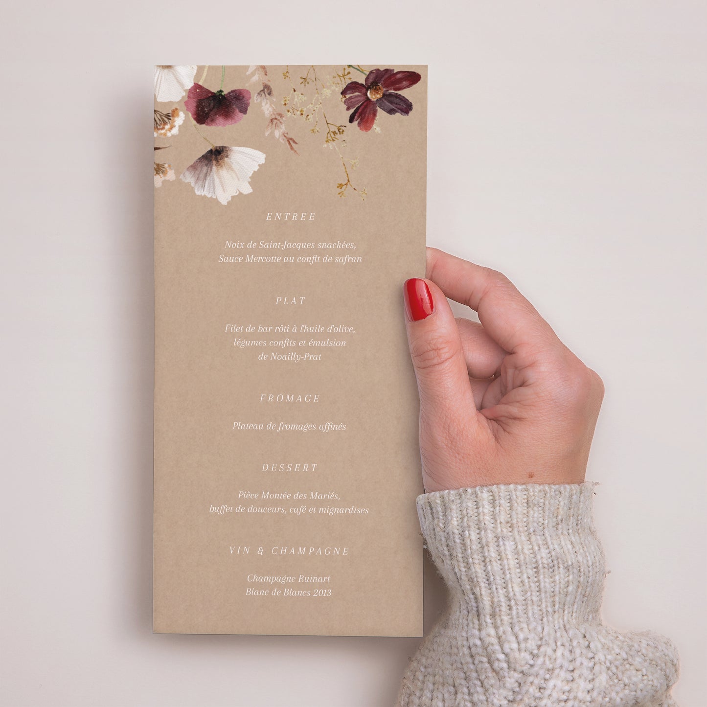 Menu Mariage Panoramique portrait Fleurs Séchées des Prés II photo N° 3