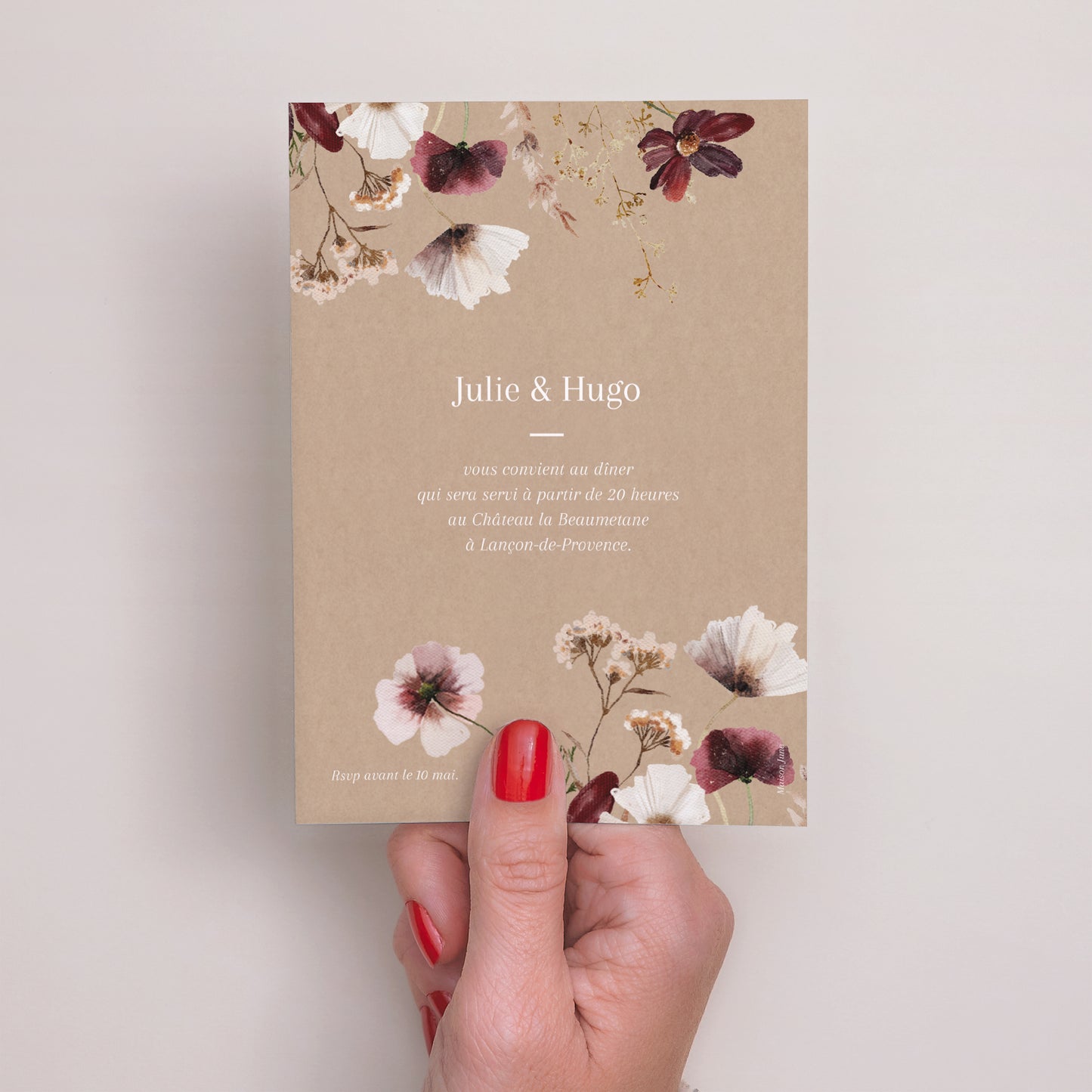 Invitations Mariage Portrait Fleurs séchées des prés II photo N° 3