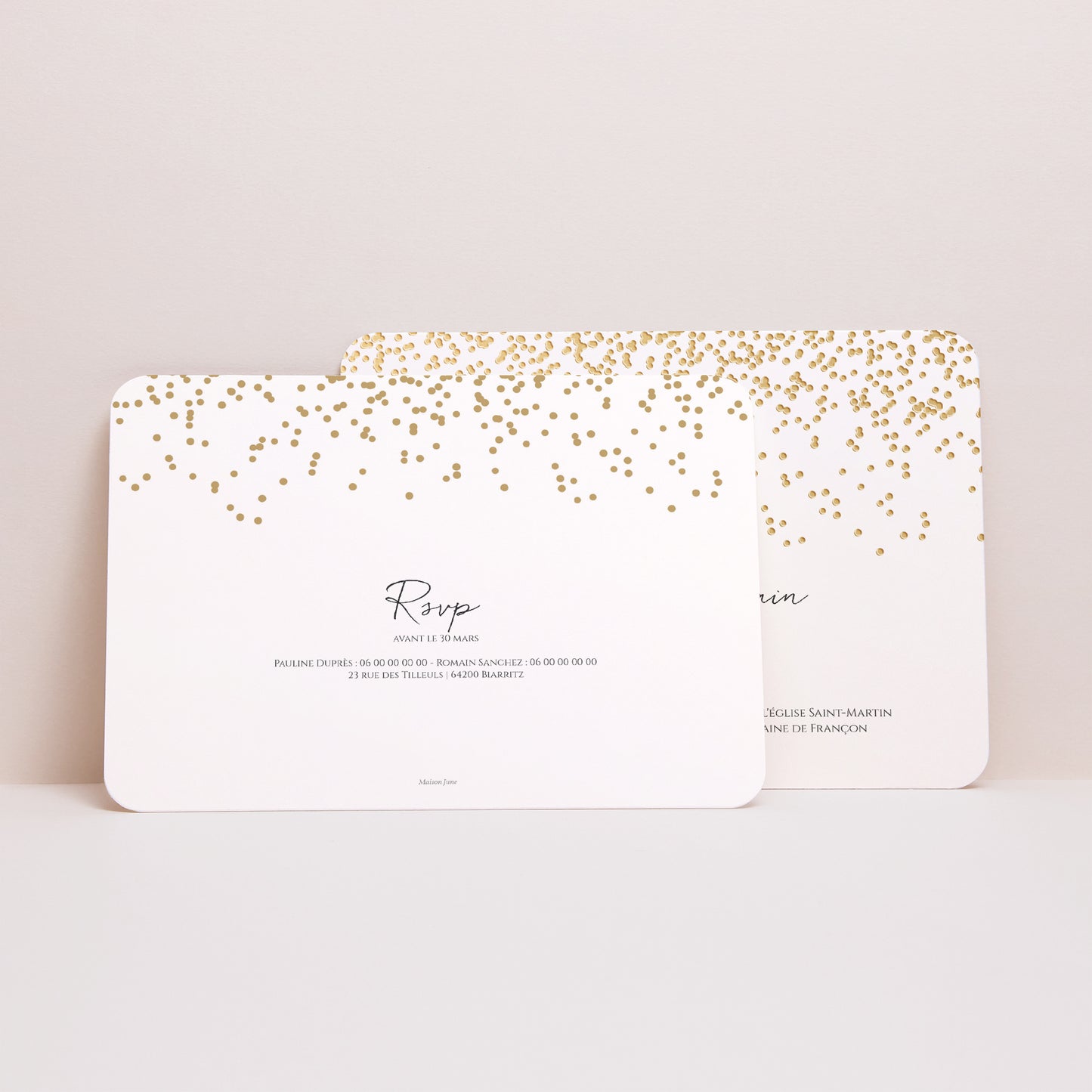 Faire-part Mariage Paysage, bords arrondis Confettis photo N° 3