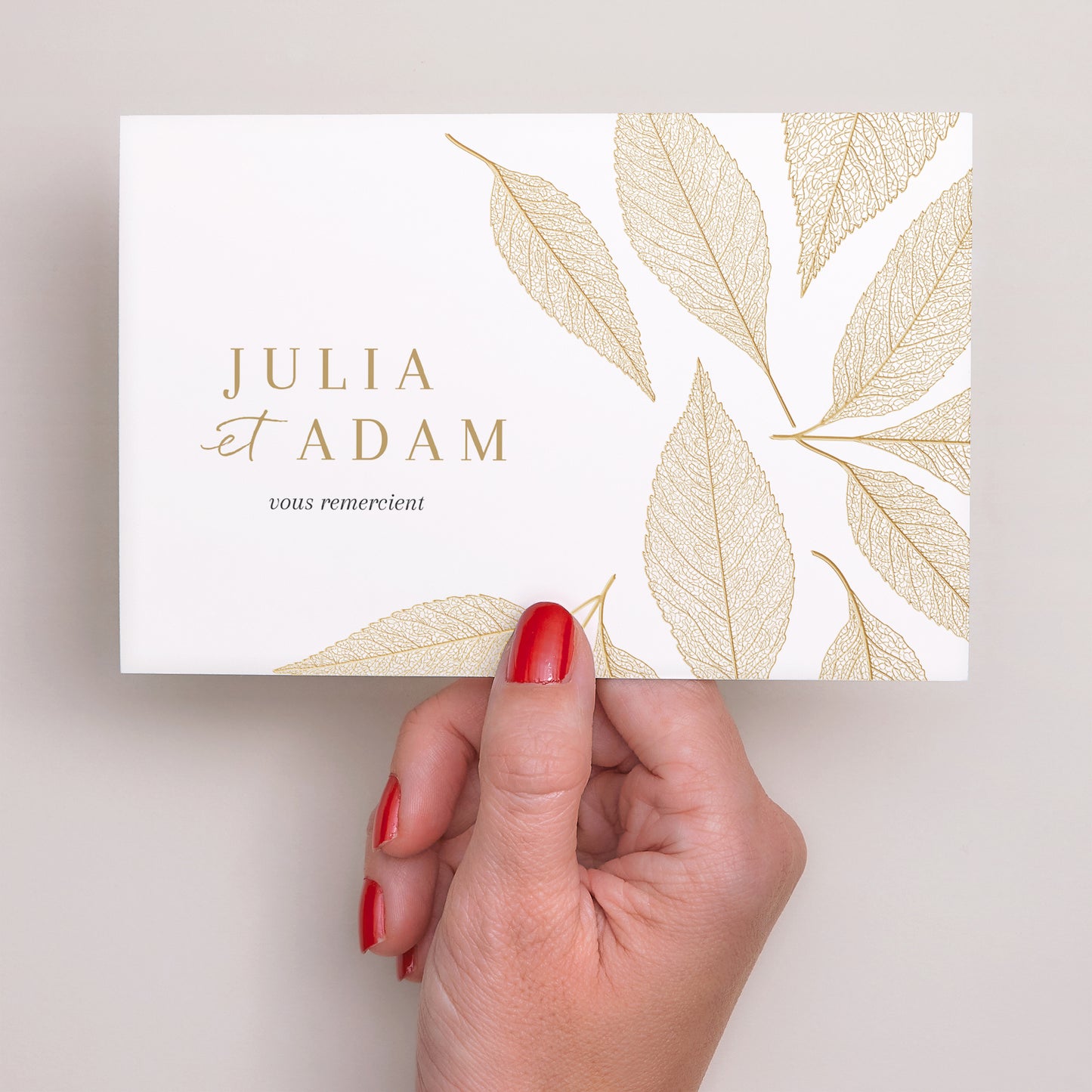 Remerciements Mariage Paysage feuilles dorées photo N° 3