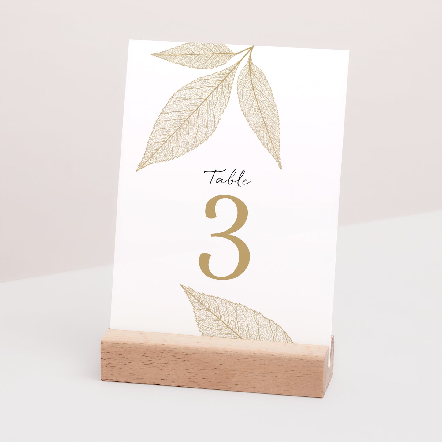 Marque table Mariage Rectangle Feuilles dorées photo N° 3