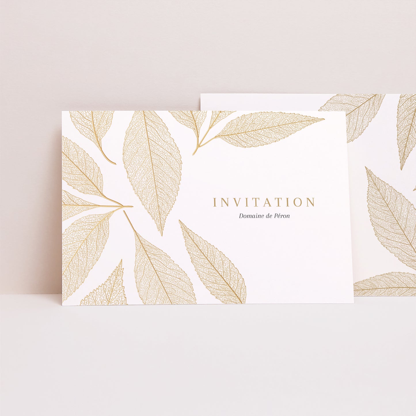 Invitations Mariage Paysage feuilles dorées photo N° 1