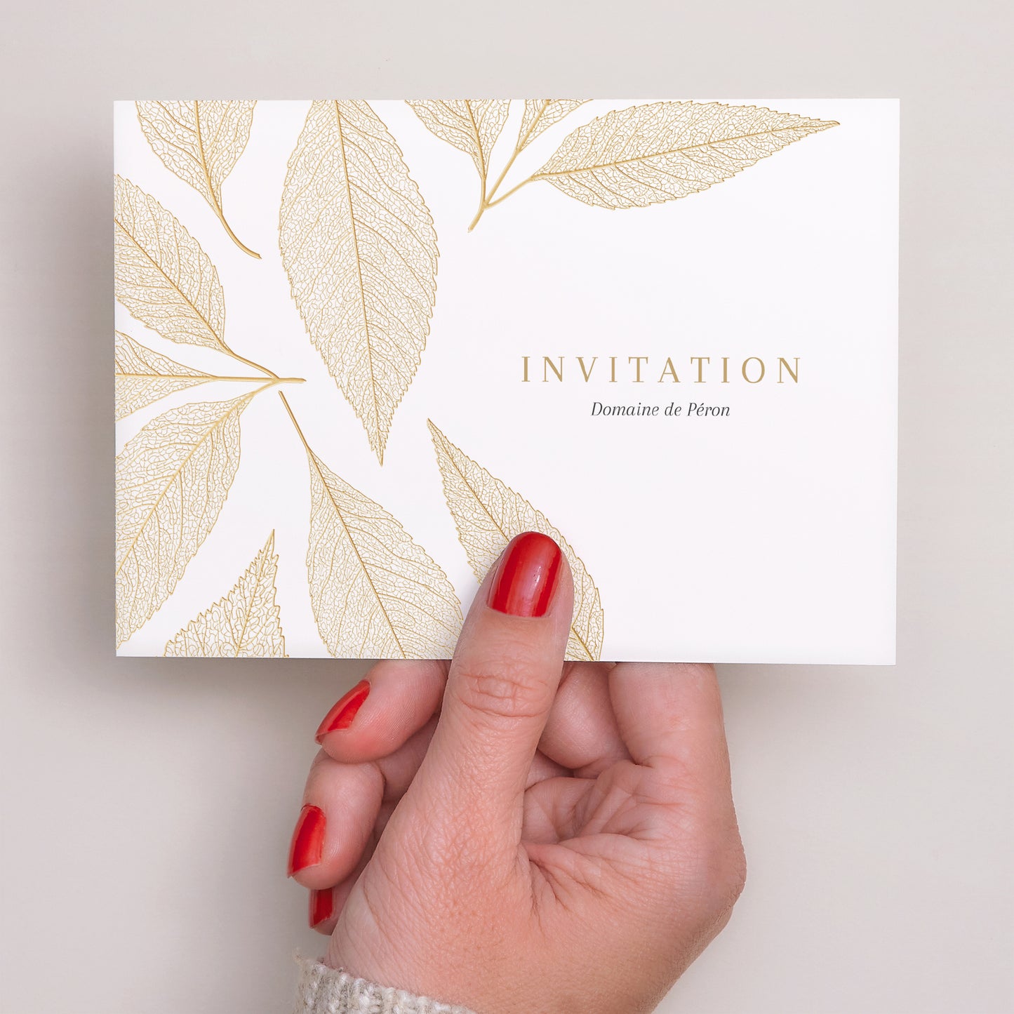 Invitations Mariage Paysage Feuilles dorées photo N° 3