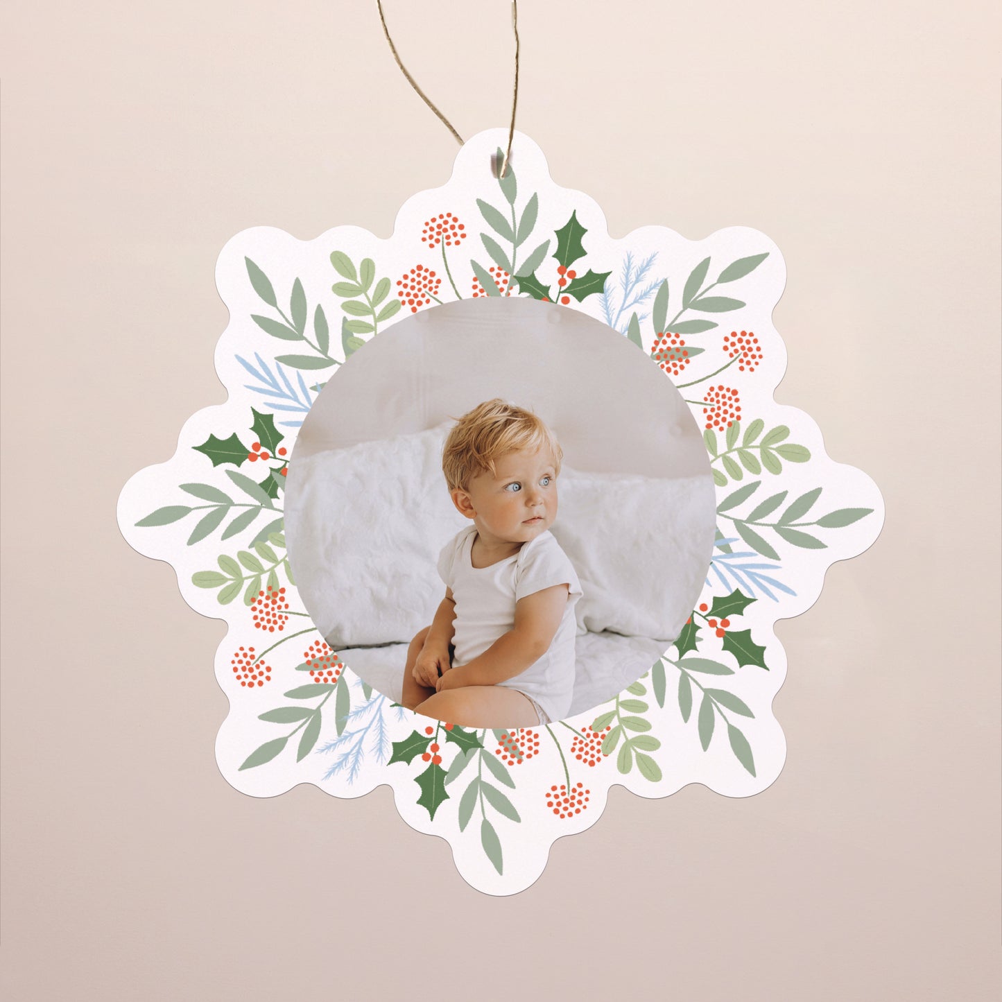 Carte de Noel Fin d'année Flocon à suspendre Des sourires pour Noël photo N° 1