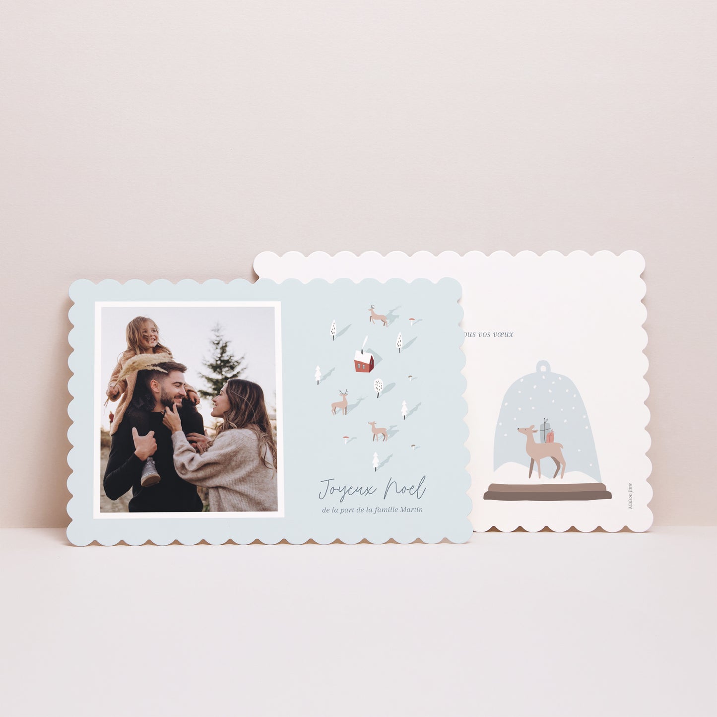 Carte de Noel Fin d'année Paysage, bords biscuit Hiver tout doux photo N° 3