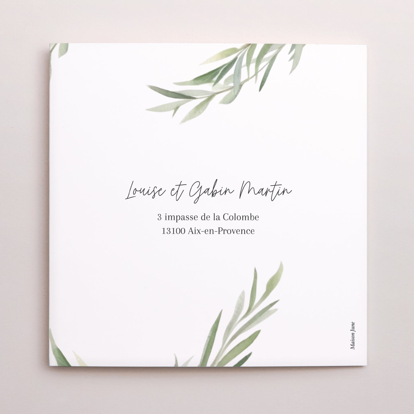 Remerciements Mariage Triptyque asymétrique Feuilles d'olivier photo N° 3